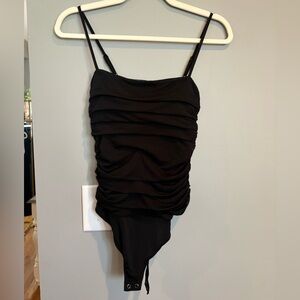 Express Rouched Black Bodysuit